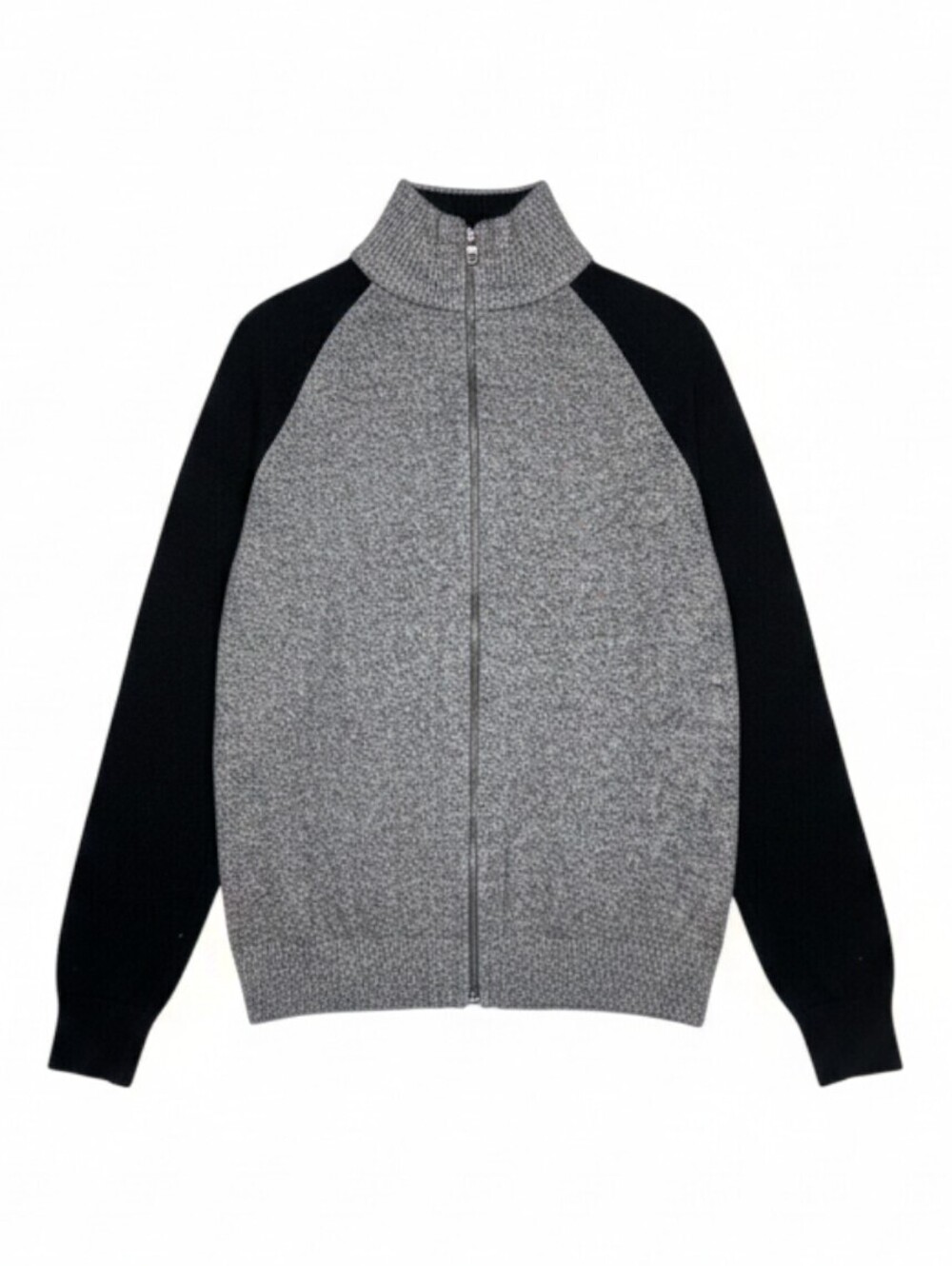 Banana Republic Men's Full Zip Sweater Gray and Black Medium